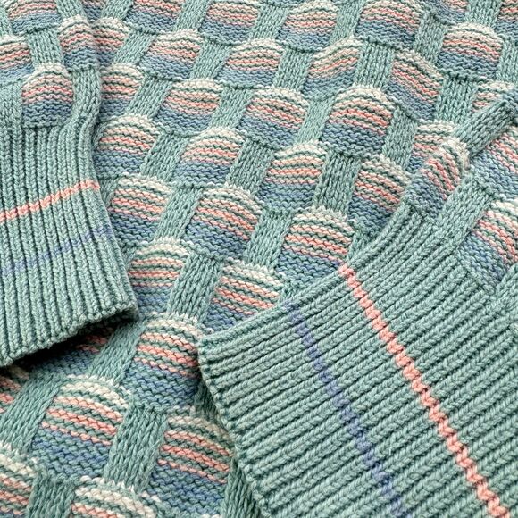 Vintage 90s Cross Stitch Plaid Pattern Sweater Size L Boston Harbor Cottage - Picture 3 of 5